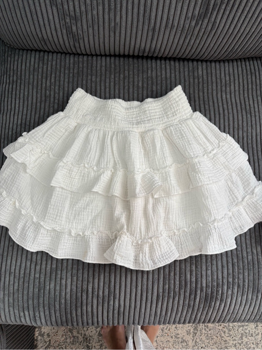 White Tiered Ruffle Mini Skirt - Lightweight Summer Style